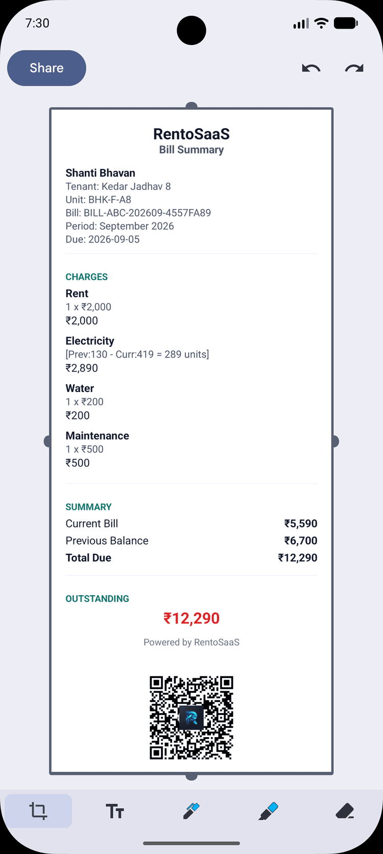 UPI bill sharing Android app screenshot